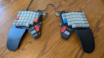 My ZSA Moonlander split keyboard with custom keycaps